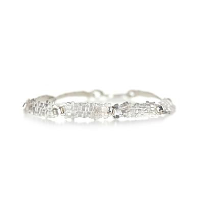 link bracelet with little squares in silver
